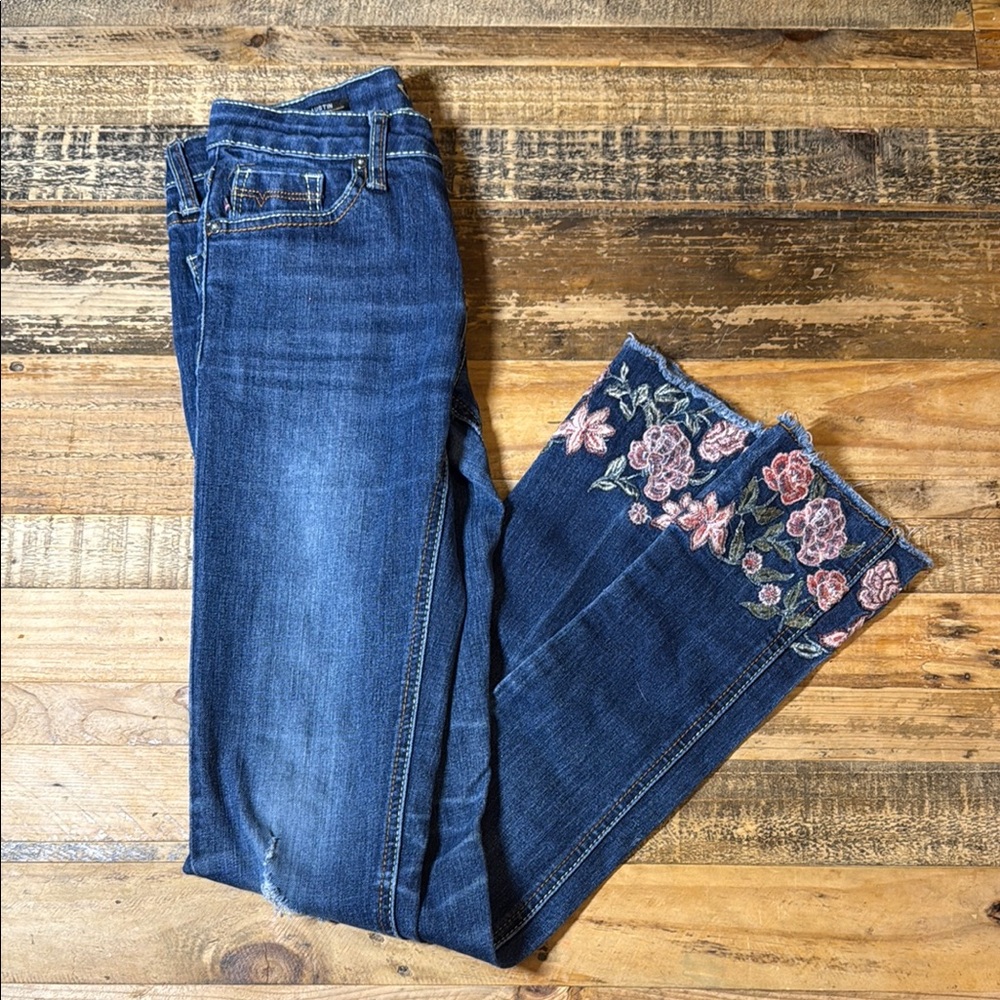 Vigoss Embroidered Cuff Blue Jeans girls size 12